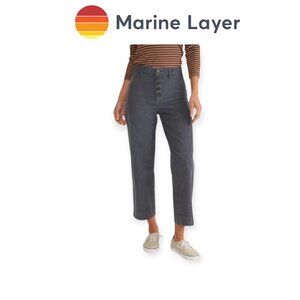 Marine Layer Corduroy Bridget Wide Leg Crop Pants Washed Navy Retro High Rise 2